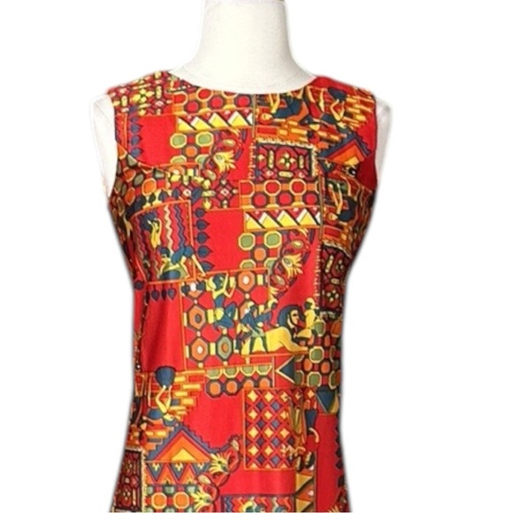 Vintage 60s Joni Apple Egyptian Revival Maxi Psychedelic Boho Tribal Print - Picture 7 of 17